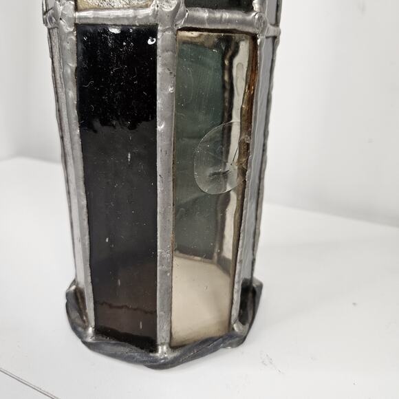 Vintage Hand Crafted Beautiful Stained Glass Pillar Candle Holder 12.5" - Picture 4 of 8